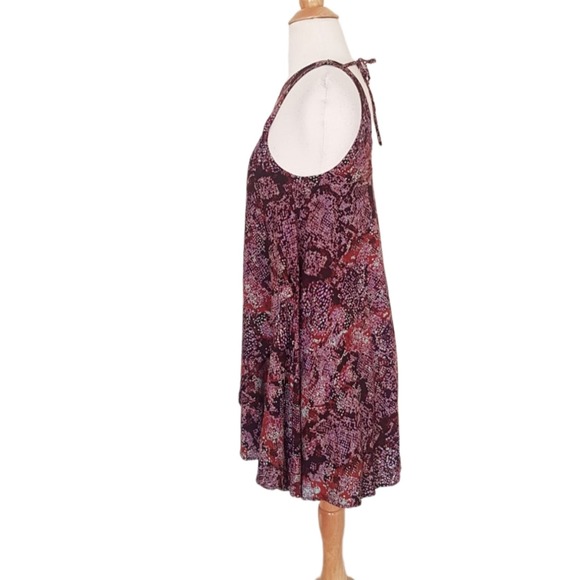 UO Silence + Noise Angel Purple Printed Floral Tulip Hem Swing Dress Size XS - Picture 12 of 14